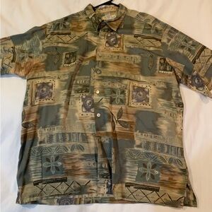 Tori Richard Green and Brown Lightweight Shirt size XXL, very soft